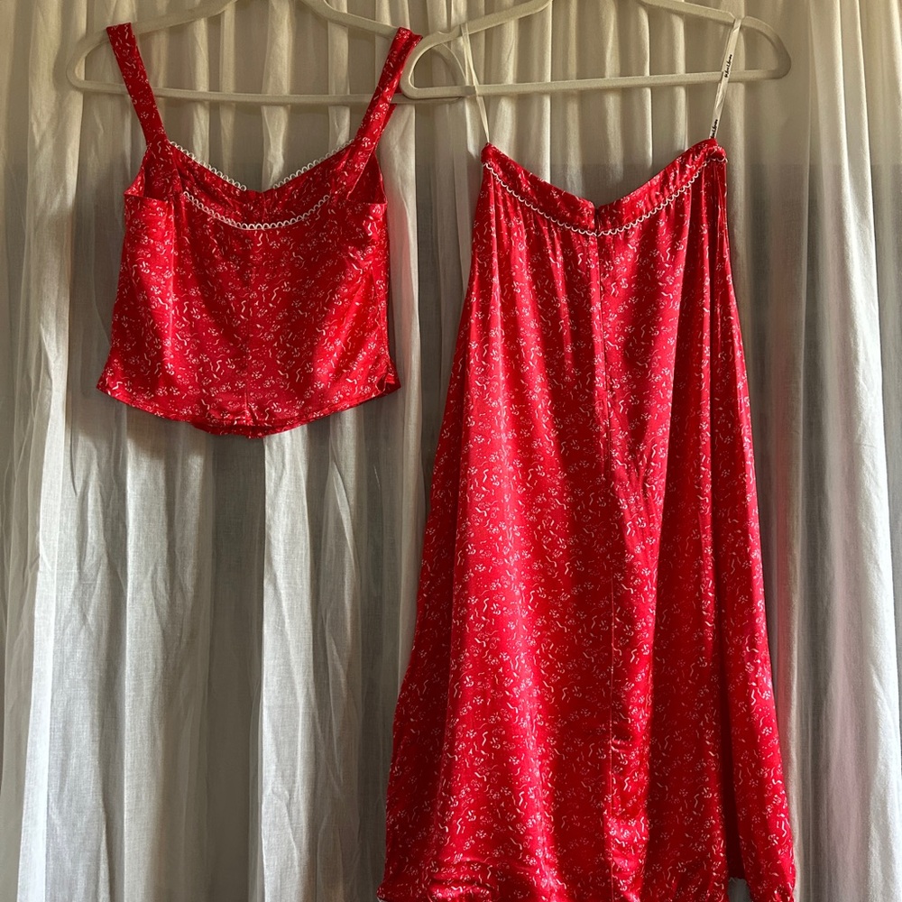 For Love and Lemons Chianti top and barbera midi skirt set pink XS - Picture 7 of 13
